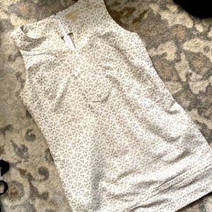 Michael Kors Cream Sleeveless Sheath Dress with Gold Dot Pattern